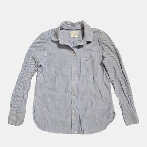 J. Crew Womens Classic Fit Seersucker Stripe Button‎ Up Shirt 3 Cotton Staple
